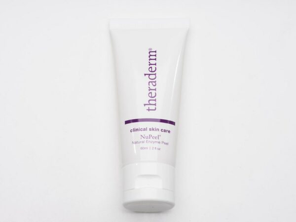 A tube of Theraderm NuPeel Natural Enzymes for post-dermaplaned skin.