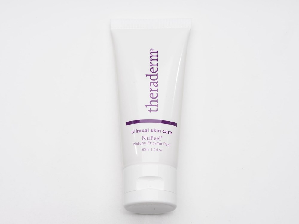 A tube of Theraderm NuPeel Natural Enzymes for post-dermaplaned skin.